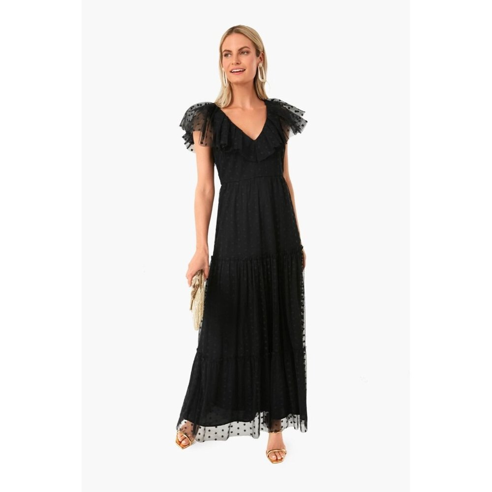 Tuckernuck Black Tulle Giselle Gown in Black Onyx sz XS NWT Maxi Cocktail Party
